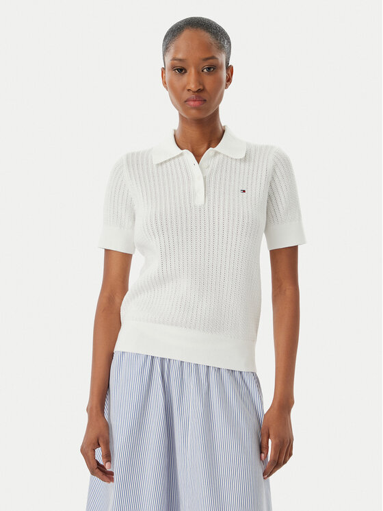 Tommy Hilfiger Polo WW0WW49362 Biały Slim Fit