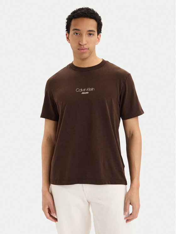 Calvin Klein Jeans T-Shirt LV04RB824G Brązowy ciemny Regular Fit