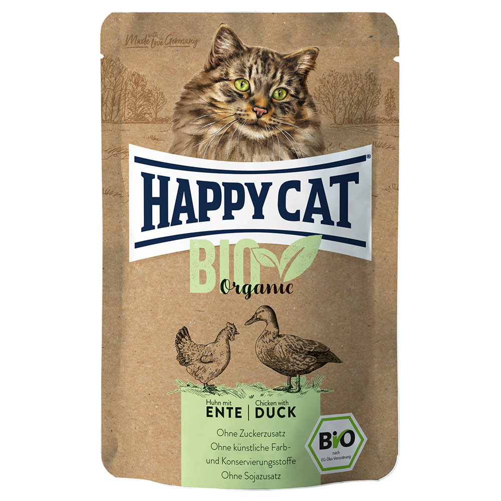 Happy Cat Bio w saszetkach, 6 x 85 g - Biokurczak i biokaczka