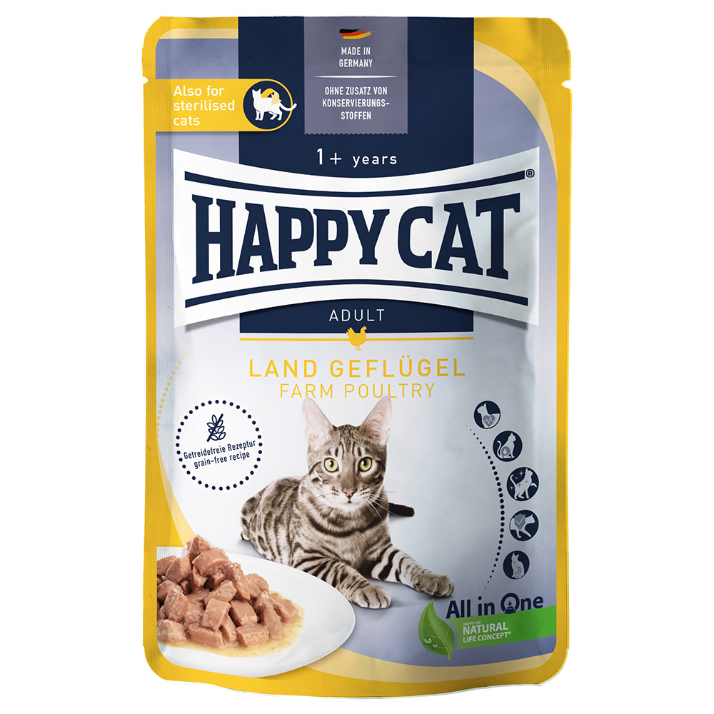 Happy Cat Pouch Meat w sosie, 24 x 85 g - Drób