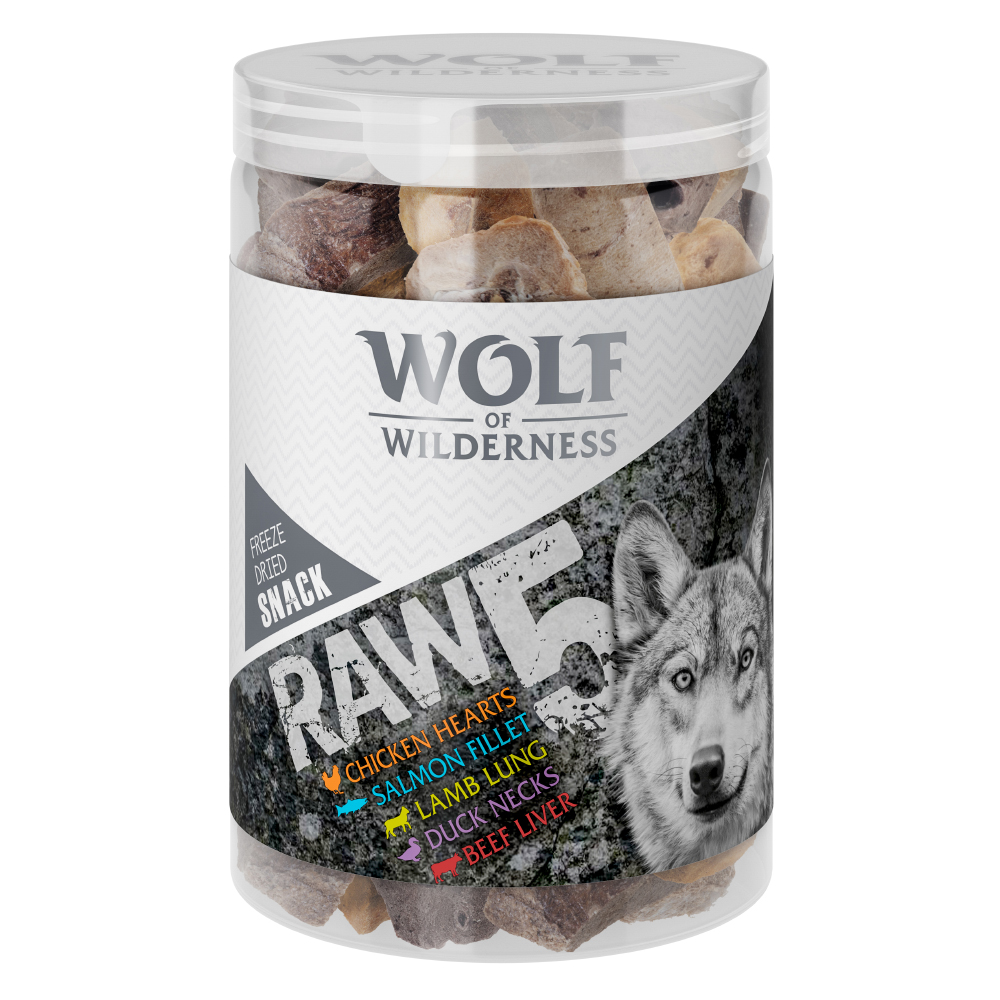 Korzystny pakiet Wolf of Wilderness - RAW liofilizowane przysmaki premium  - RAW 5 (mix liofilizowanych przysmaków)