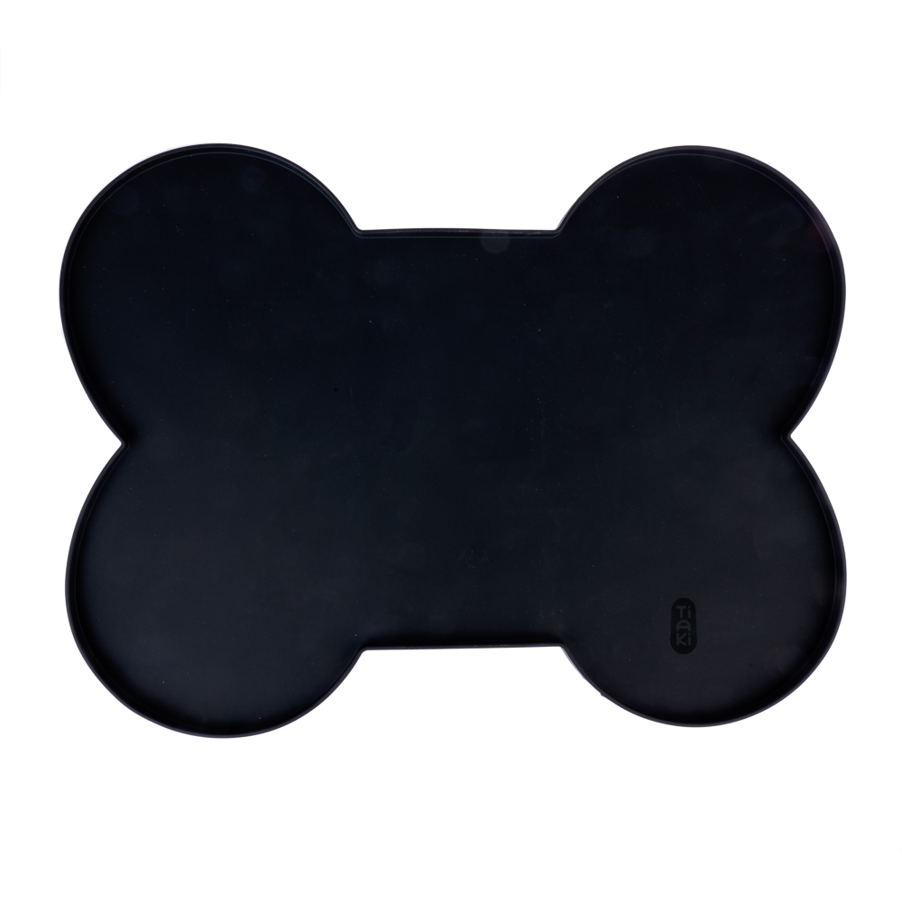 TIAKI podkładka pod miskę w kształcie kości, czarna - Dł. x szer. x wys.: 51 x 38 x 1 cm miniaturka