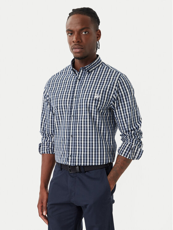 Beverly Hills Polo Club Koszula P-SS26M-BRASS Granatowy Regular Fit