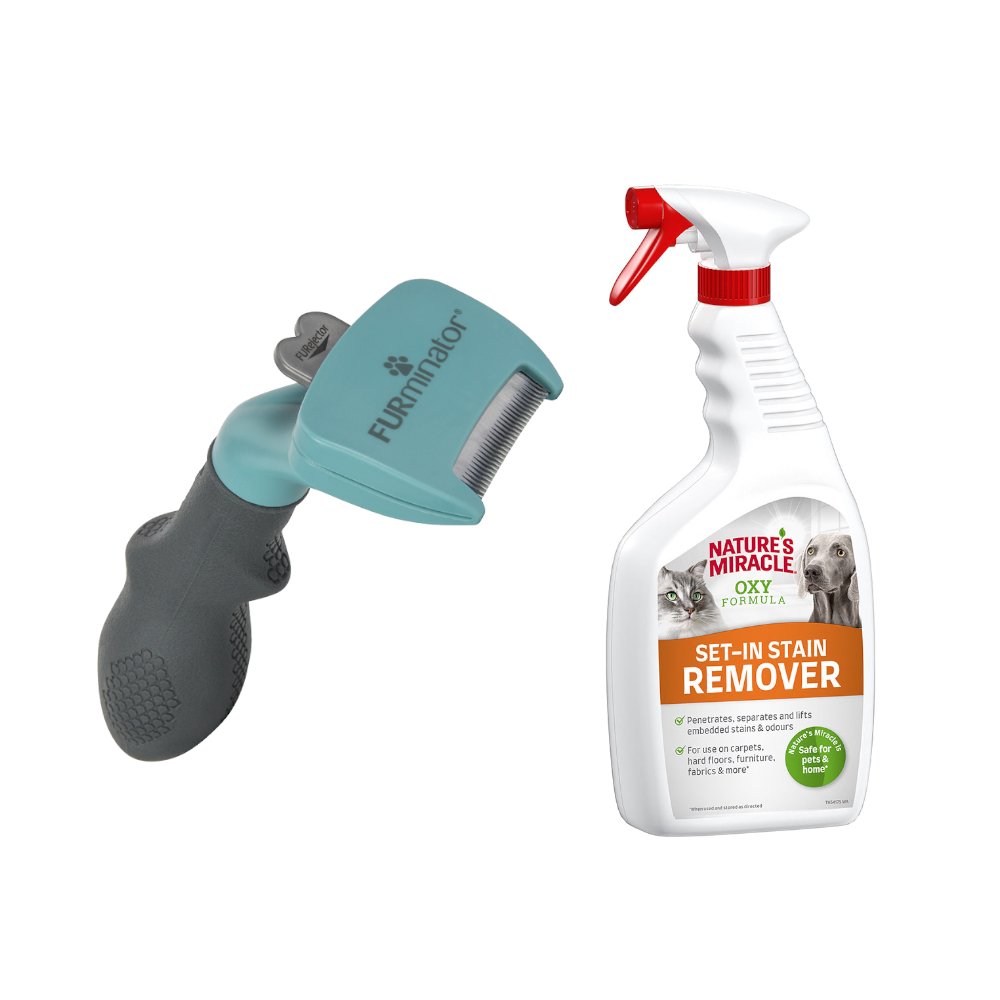 FURminator deShedding Tool dla kota + Nature's Miracle Cat Set-In Stain Remover gratis! - Małe koty / długowłose miniaturka