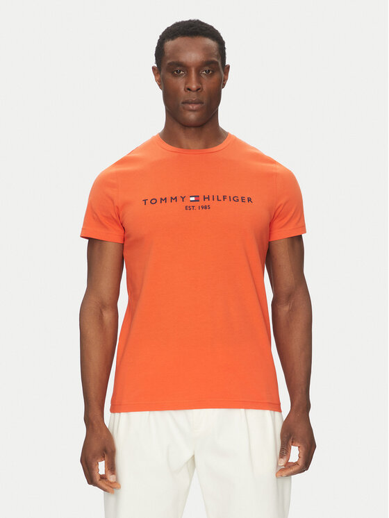 Tommy Hilfiger T-Shirt Logo MW0MW11797 Pomarańczowy Regular Fit