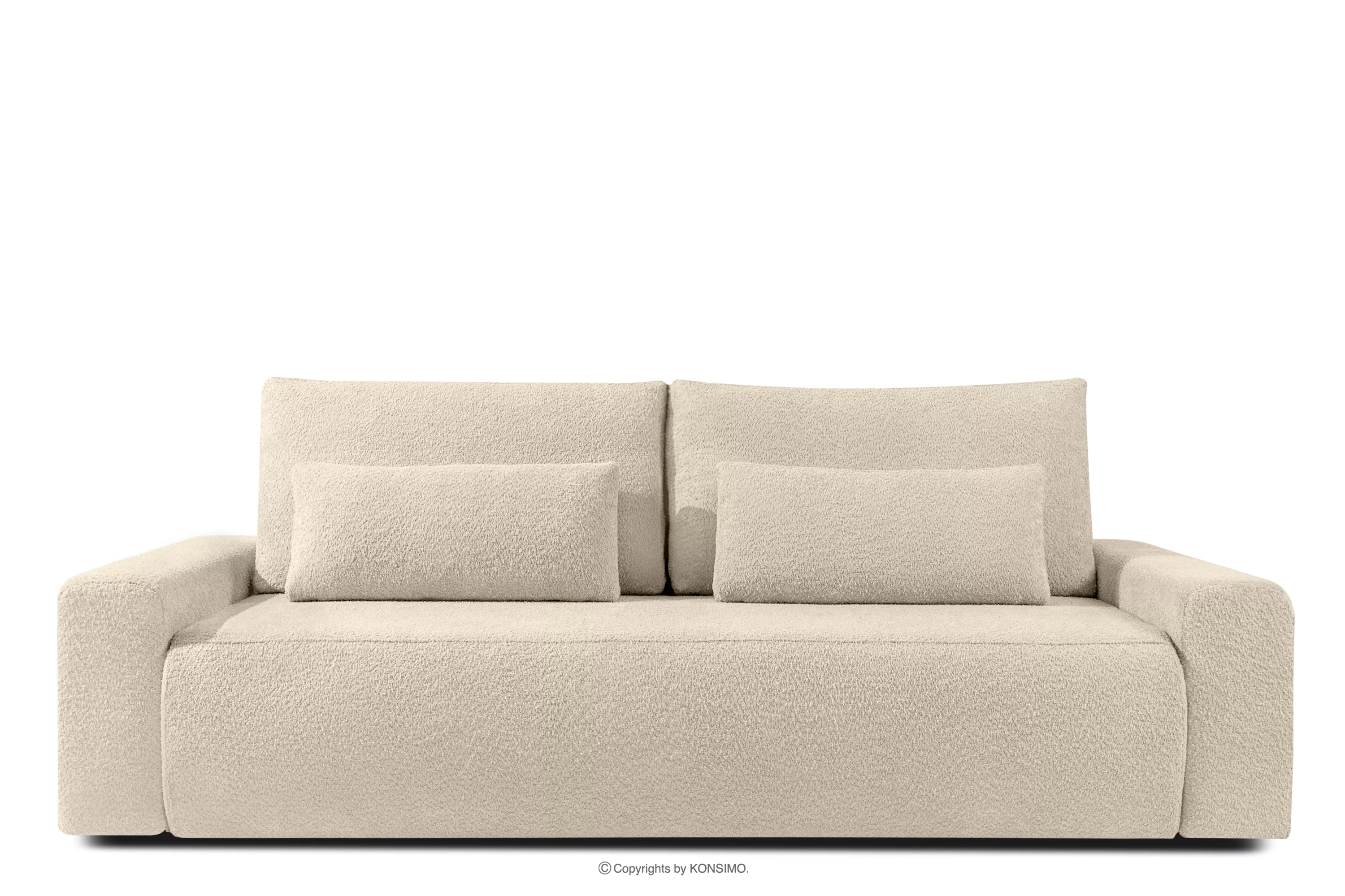 Rozkładana sofa z poduszkami tkanina boucle jasny beżowy MOLLIS
