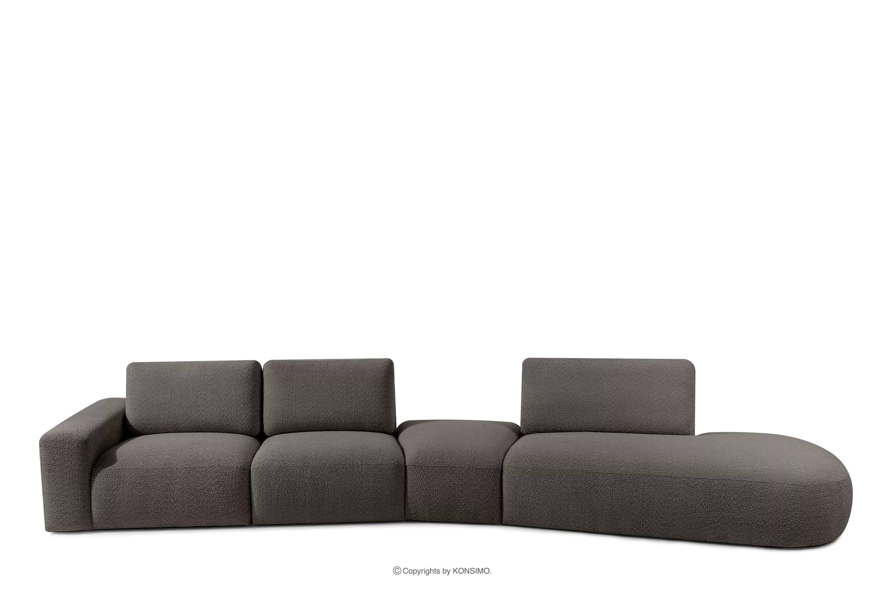 Narożnik organic do salonu w tkaninie boucle ciemny brązowy ZUCCO