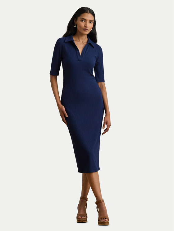 LAUREN RALPH LAUREN Sukienka dzianinowa 200973609002 Granatowy Slim Fit