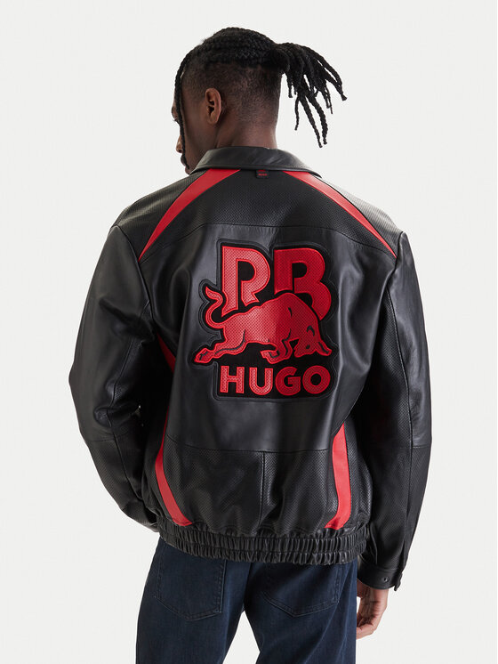 HUGO Kurtka skórzana Lugor 50559737 Czarny Regular Fit