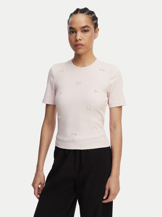 ONLY T-Shirt Femke 15369336 Różowy jasny Slim Fit