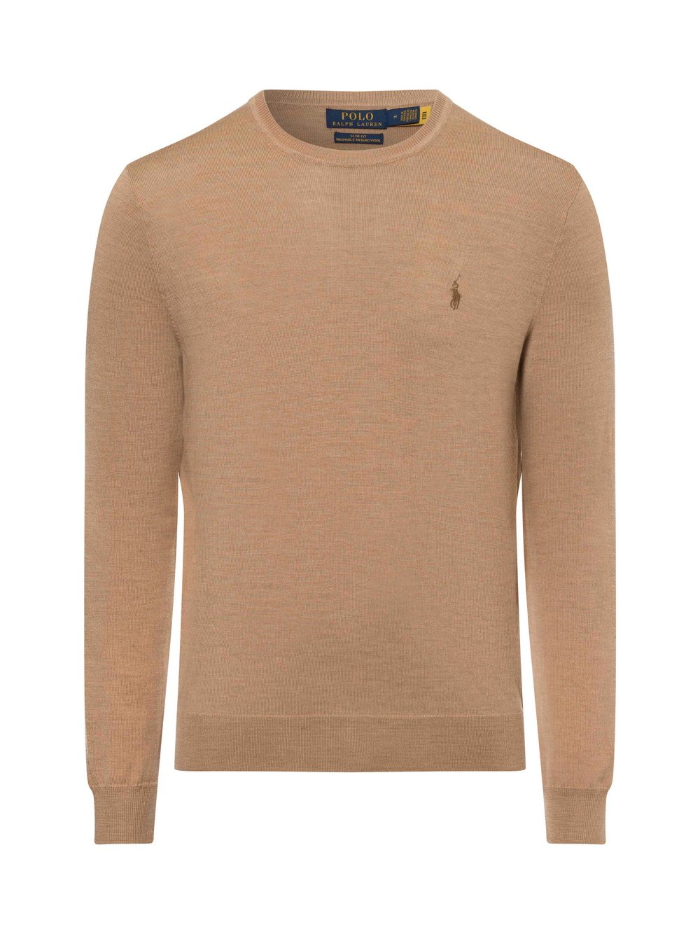 Polo Ralph Lauren Męski sweter z dzianiny Mężczyźni drobna dzianina beżowy, S