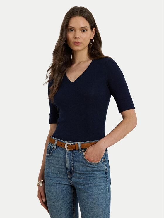 LAUREN RALPH LAUREN Bluzka 200815843010 Granatowy Slim Fit
