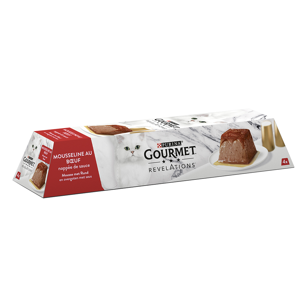 12 + 4 / 144 + 48 gratis! Gourmet Revelations, karma mokra, 16 x 57 g / 192 x 57 g - Mus, wołowina, 16 x 57 g