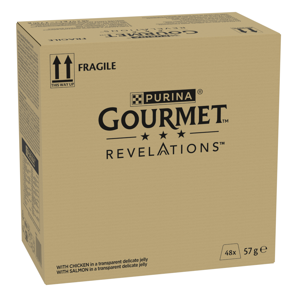 12 + 4 / 144 + 48 gratis! Gourmet Revelations, karma mokra, 16 x 57 g / 192 x 57 g - Fine Cuts, kurczak i łosoś, 192 x 57 g