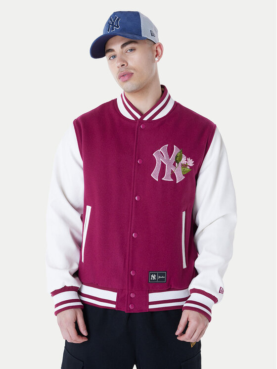 New Era Kurtka bomber Yankees MLB Floral 60596333 Bordowy Regular Fit