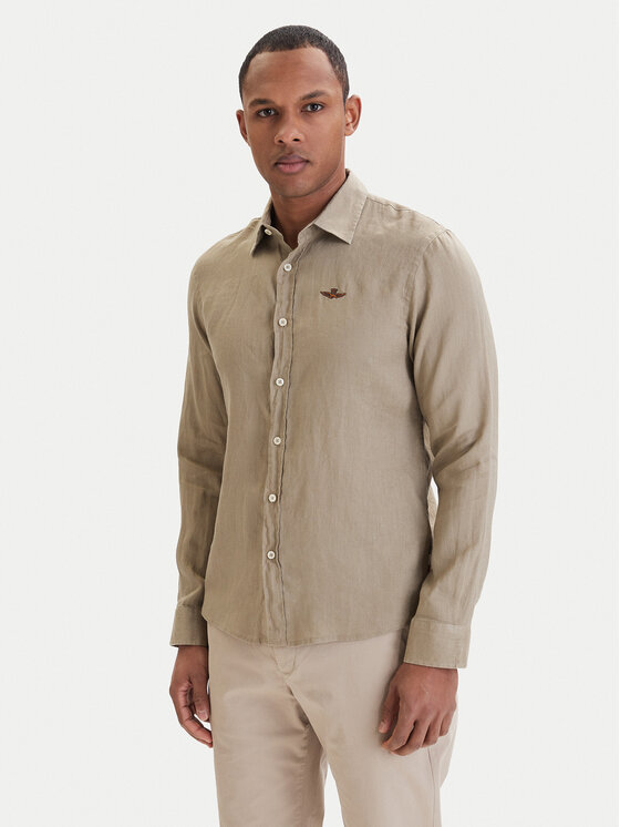 Aeronautica Militare Koszula 261CA1321UCT03089 Beżowy Regular Fit
