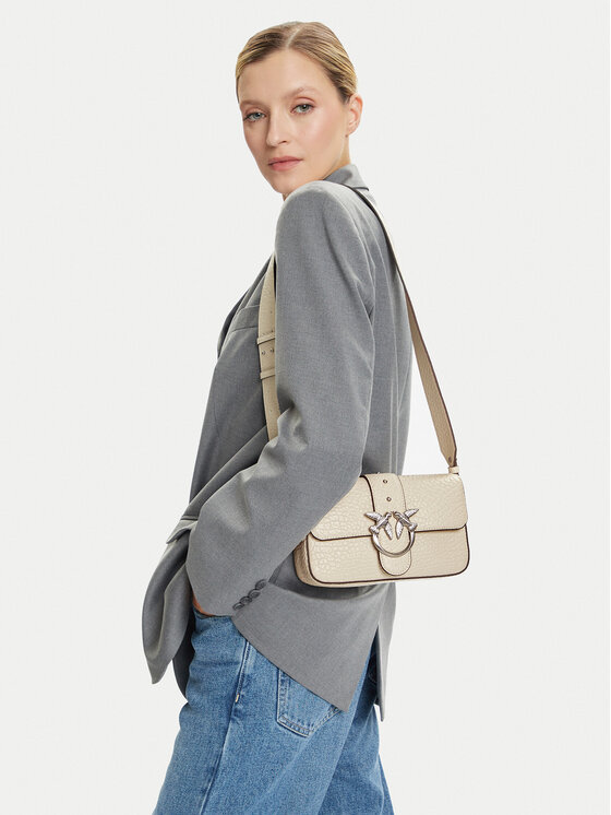 PINKO Torebka Love One Mini Slouchy Fl Al 25-26 PLTT 104340 A2JU Écru