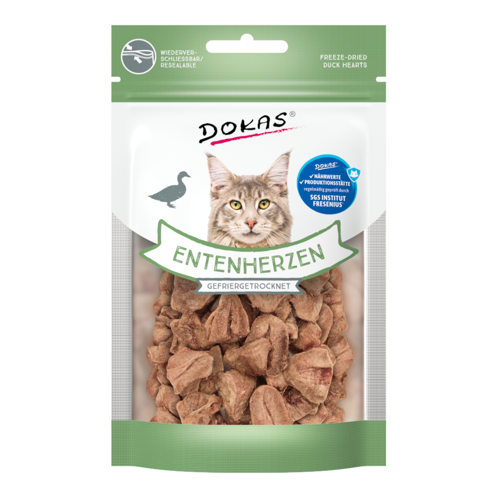 Dokas liofilizowane kacze serca dla kotów - 15 g