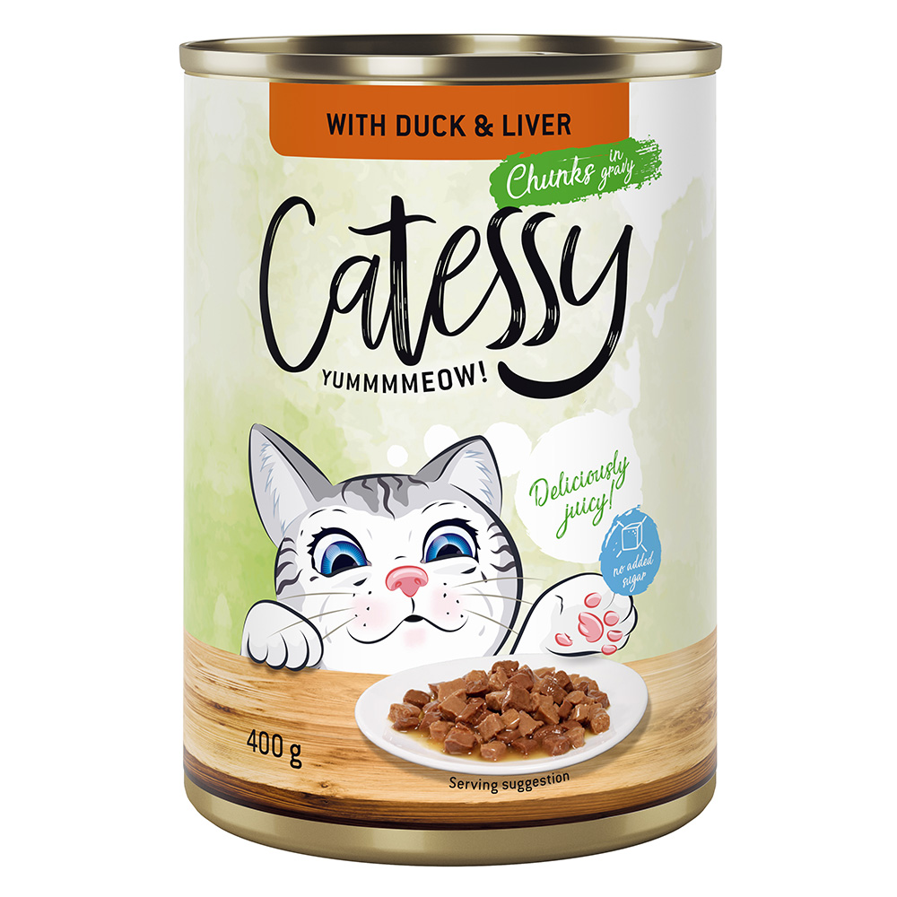 Pakiet Catessy Kawałeczki w sosie i galarecie, 24 x 400 g - Z kaczką i wątróbką w sosie