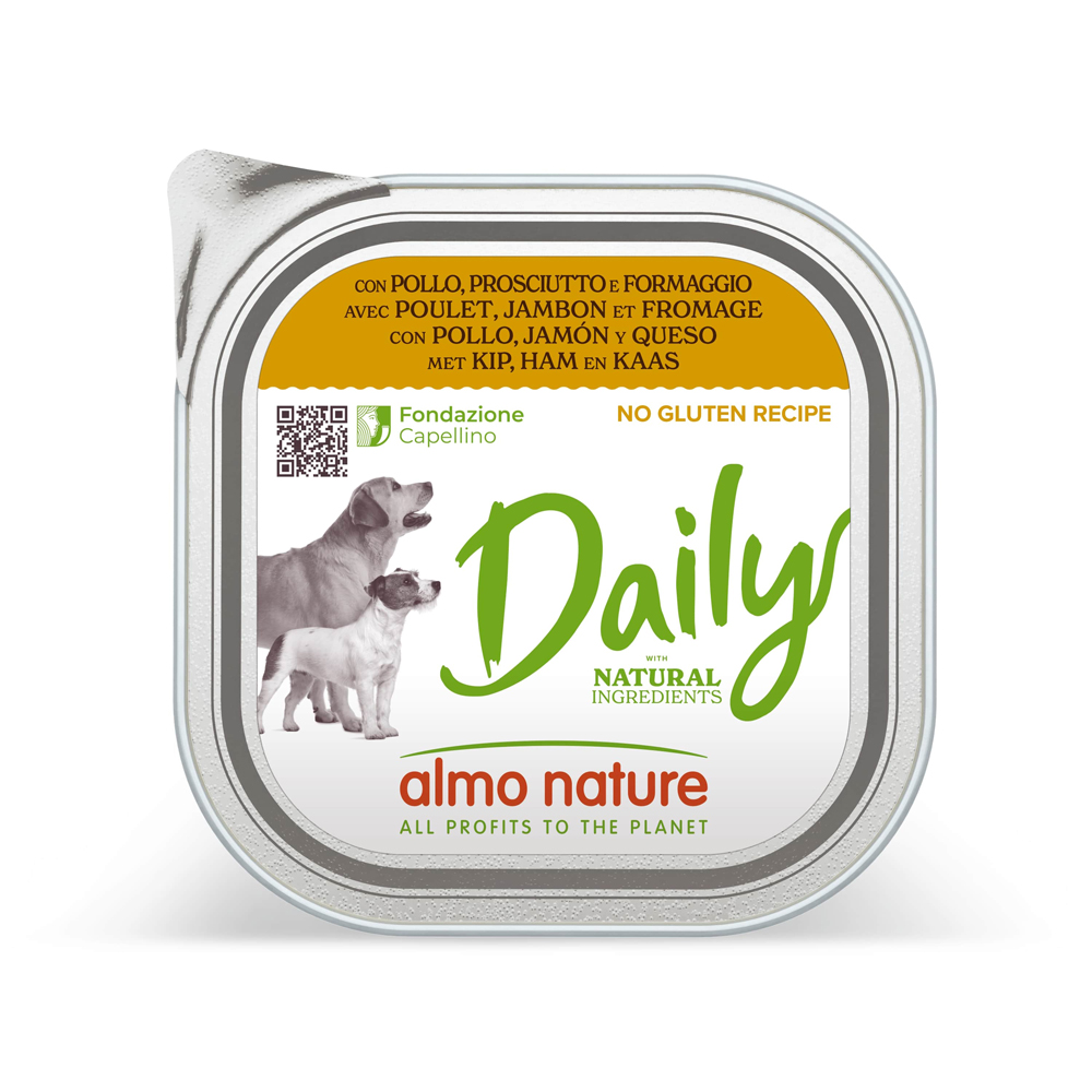 Almo Nature, pakiet mieszany Daily 18 x 300 g - Z kurczakiem, szynką i serem