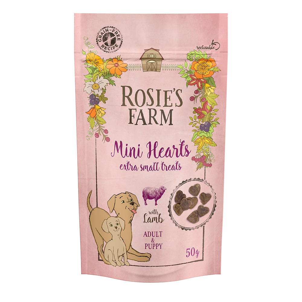 Rosie's Farm Snacks Puppy & Adult "Mini Hearts", jagnięcina - 50 g