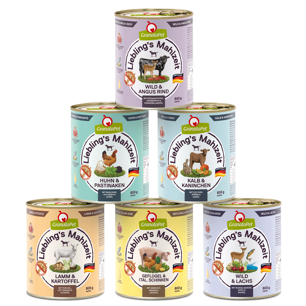 Pakiet mieszany GranataPet Liebling's Mahlzeit, 6 x 800 g - Pakiet mieszany I (6 smaków)