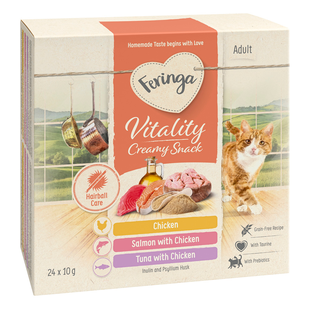 Korzystny pakiet Feringa Vitality Creamy Snacks - Pakiet mieszany (3 smaki), 96 x 10 g