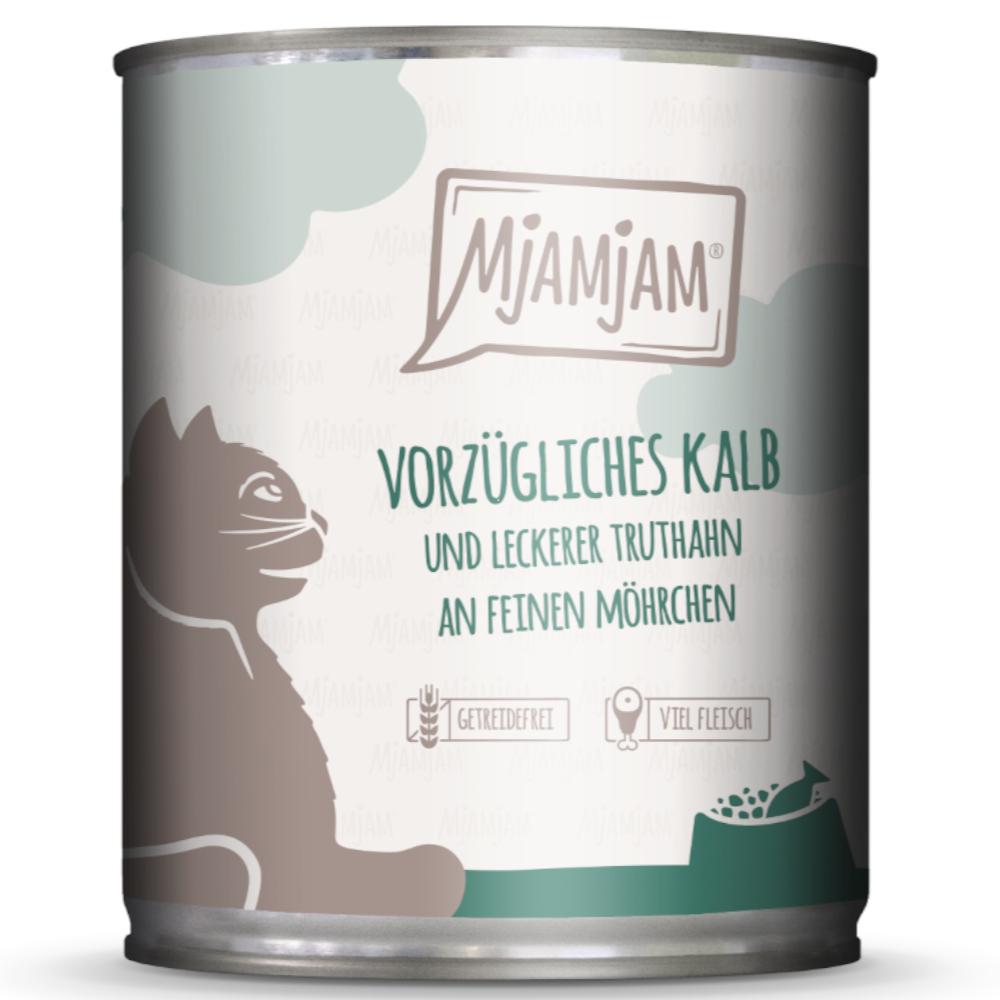MjAMjAM, 6 x 800 g  - Pyszna cielęcina i smaczny indyk z delikatną marchewką