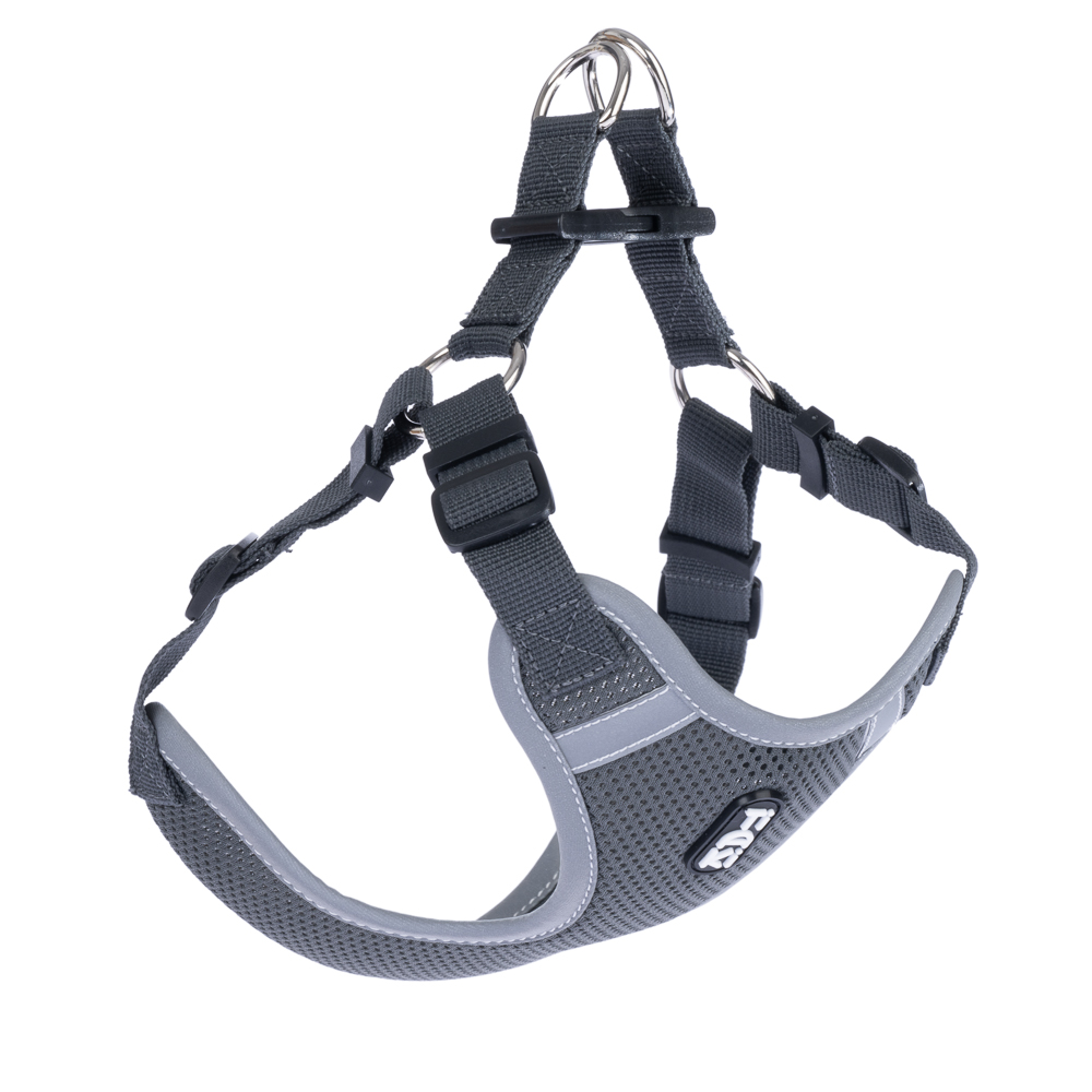 TIAKI szelki dla psa, szare - Rozmiar XS: obw. klatki piersiowej ok. 38-54 cm