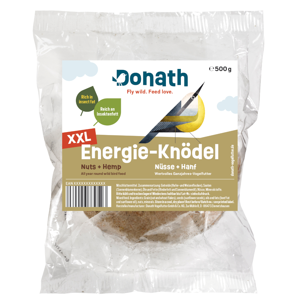 Donath Energie Knodel XXL, kule tłuszczowe bez siatki, 500 g - Orzechy i konopie