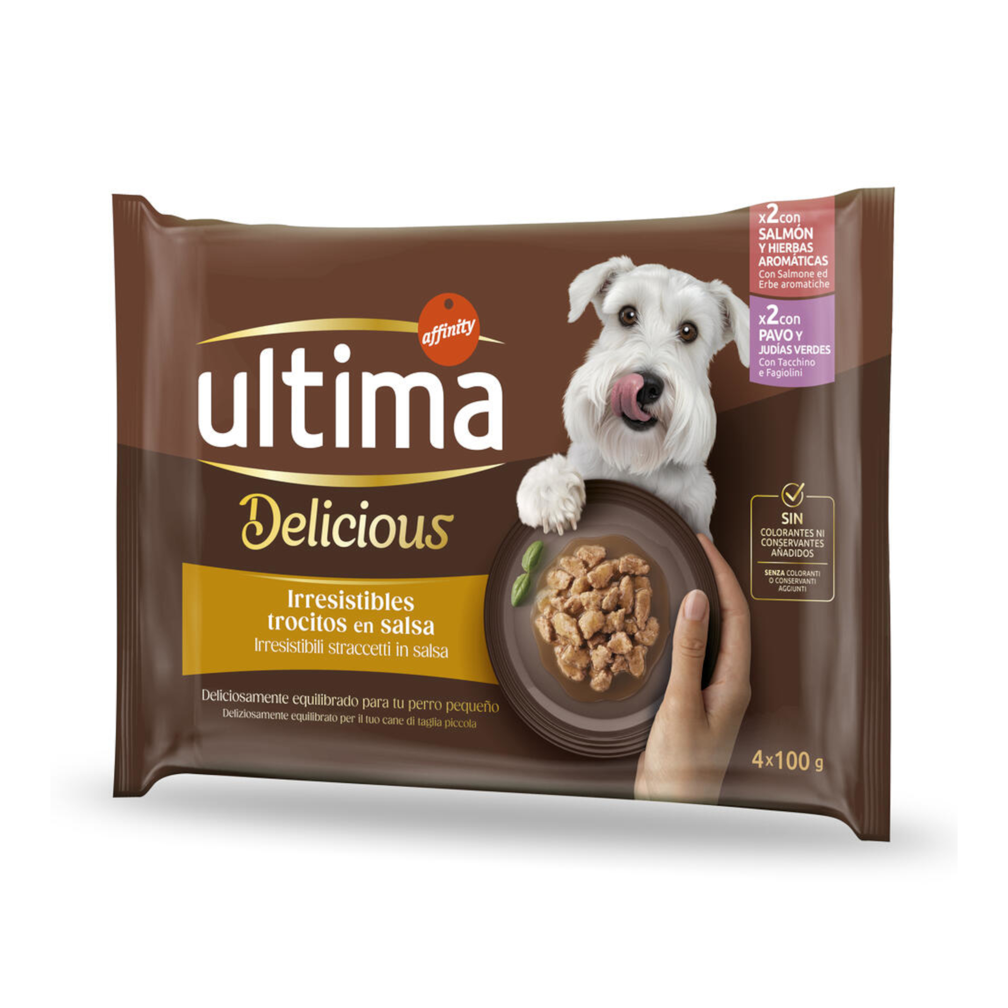 Ultima Delicious Adult Mini w sosie, 44 x 100 g - Łosoś i indyk