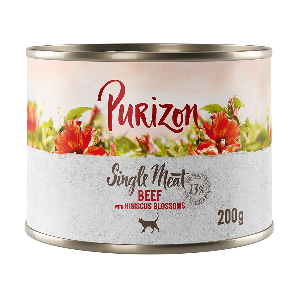 Purizon Single Meat, 6 x 200 g - Wołowina z kwiatami hibiskusa