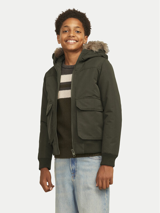 Jack & Jones Junior Kurtka zimowa 12258512 Zielony Regular Fit