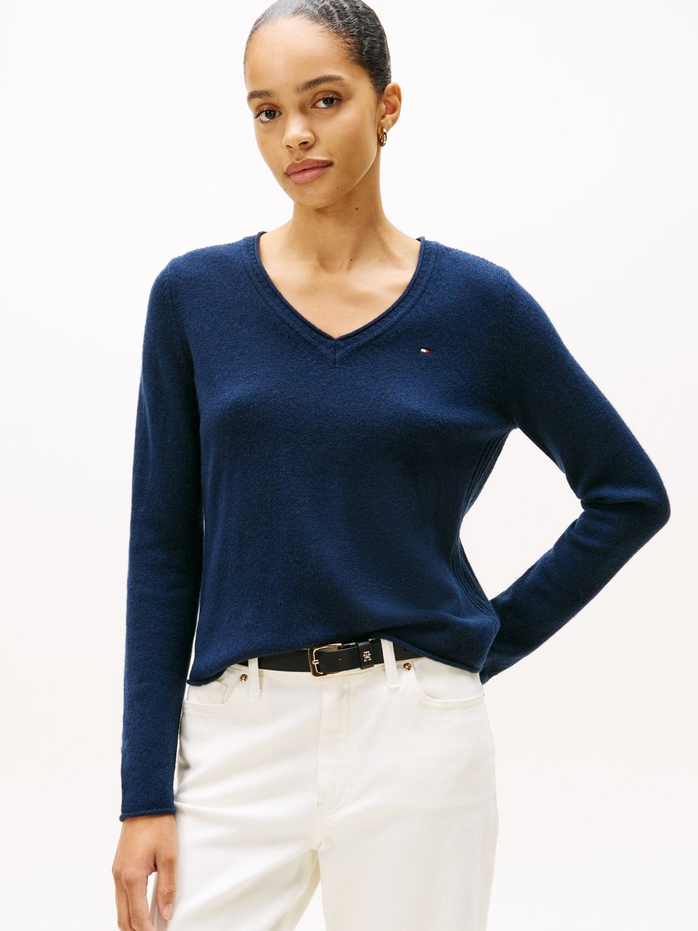 Tommy Hilfiger Sweter damski z dzianiny Kobiety Wełna niebieski, M