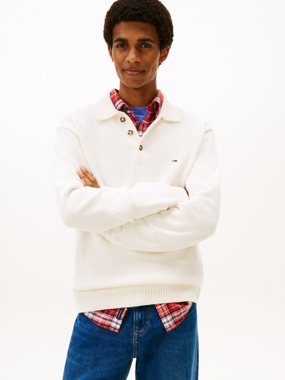 Tommy Jeans Męski sweter z dzianiny Mężczyźni Bawełna biały, XL