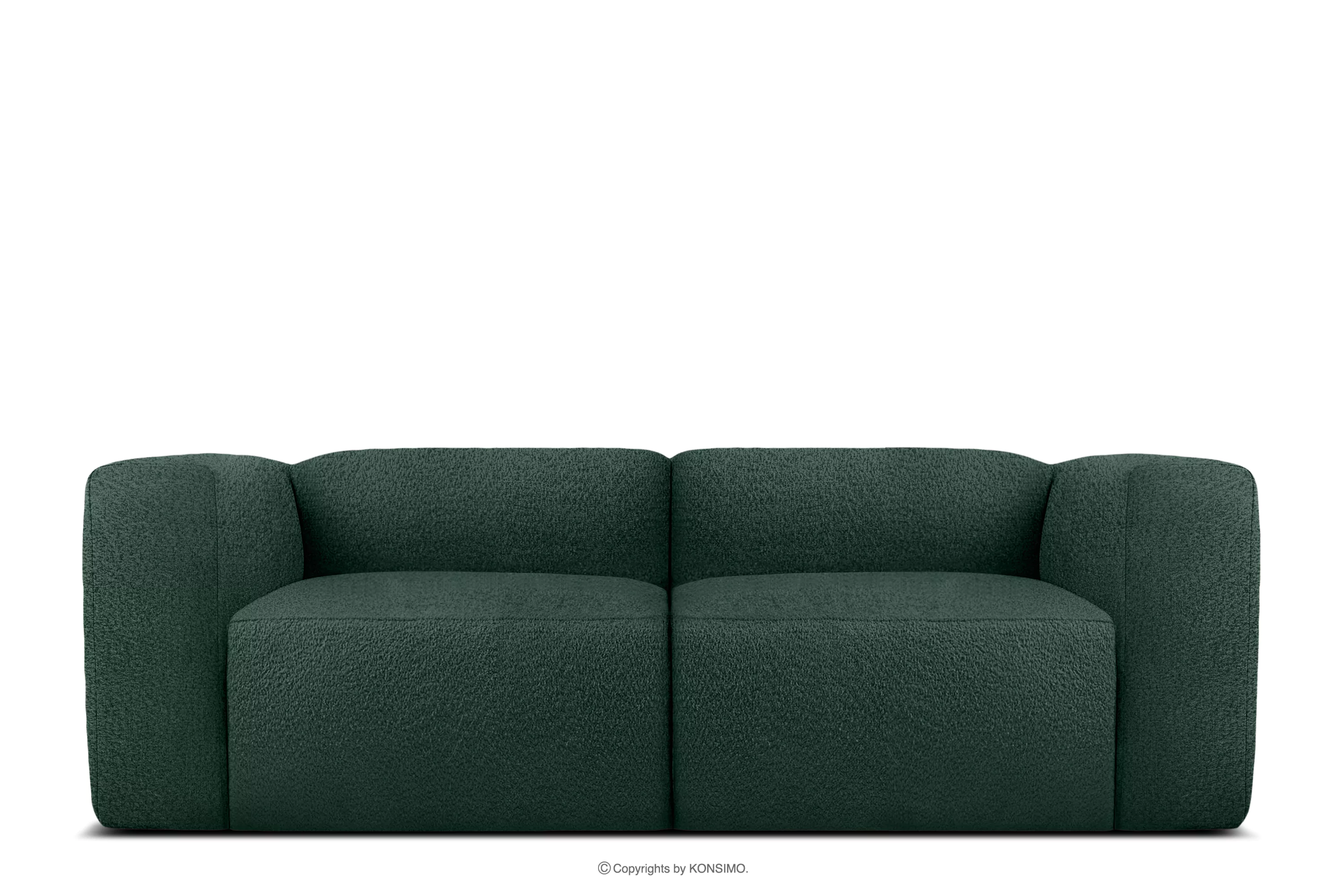 Miękka sofa dwuosobowa w tkaninie boucle ciemny zielony BUFFO