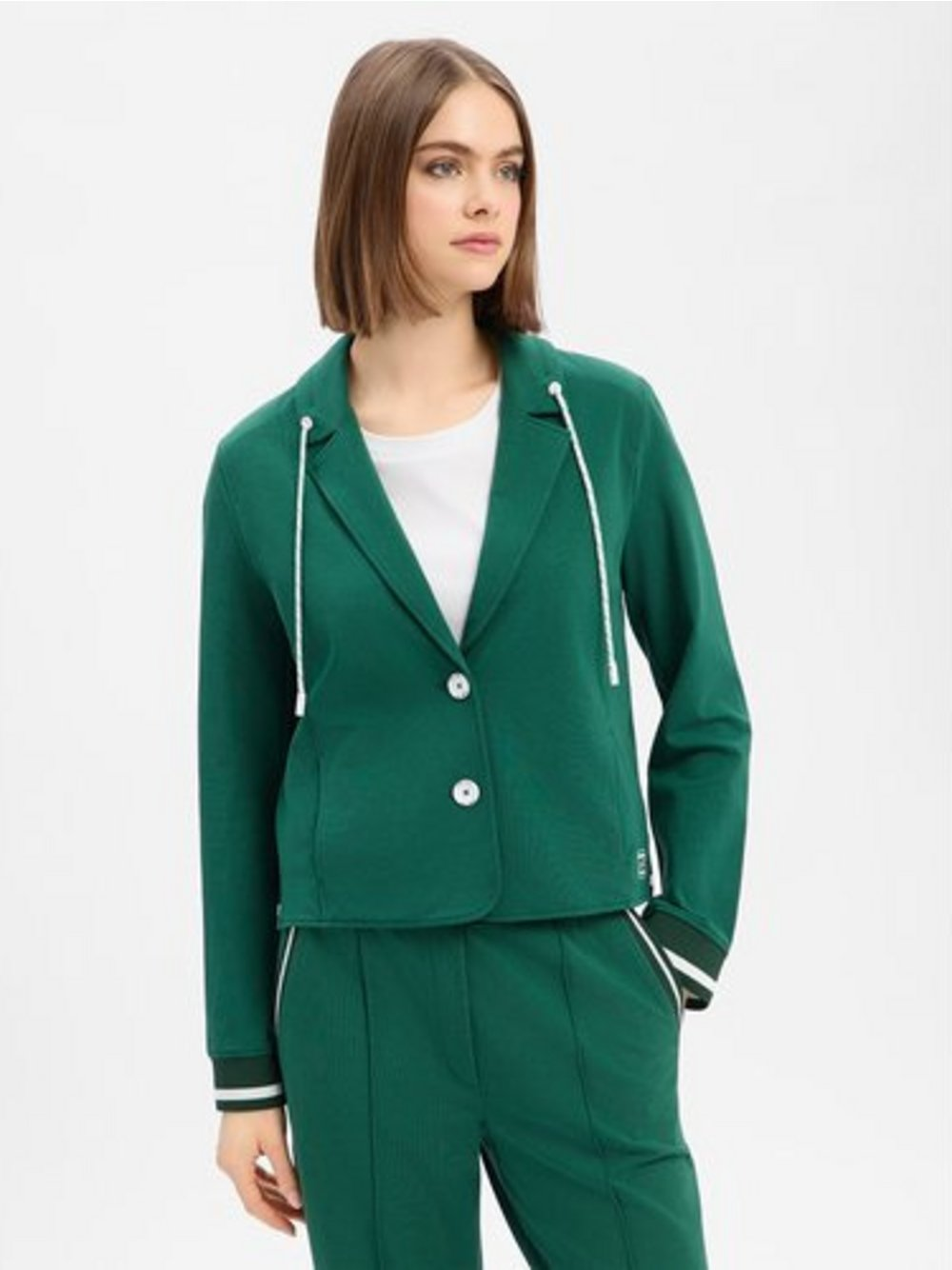 Marc Cain Damska bluza dresowa Kobiety Bawełna zielony, 40
