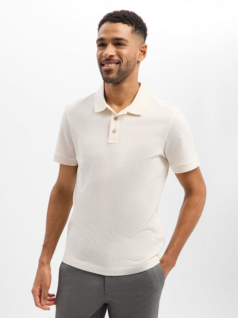 JOOP! Męska koszulka polo - Roni Mężczyźni Bawełna beżowy, XL