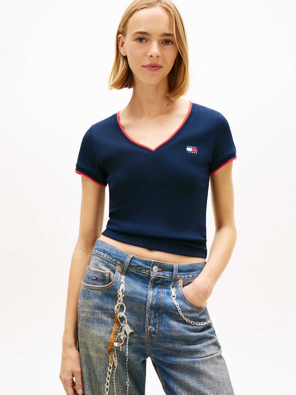 Tommy Jeans Koszulka damska Kobiety Bawełna niebieski, M