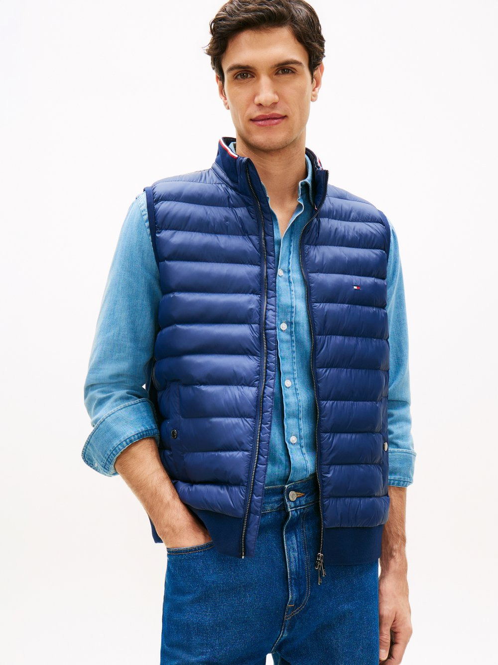 Tommy Hilfiger Pikowana kamizelka męska Mężczyźni niebieski, XXL