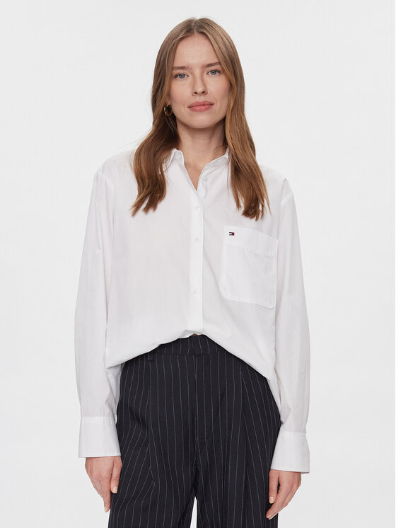 Tommy Hilfiger Koszula Essential WW0WW41410 Biały Regular Fit
