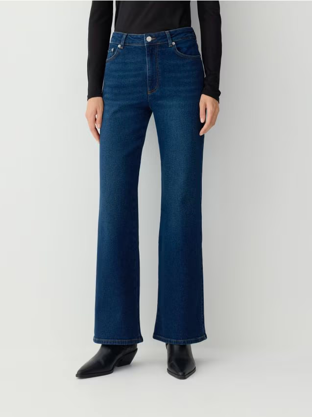 Reserved - Jeansy bootcut - granatowy