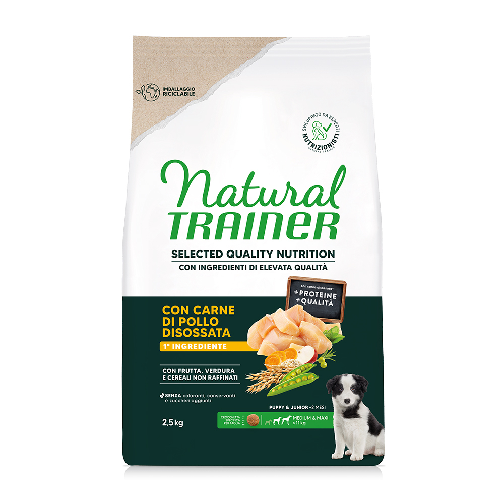 Natural Trainer Selected Quality Nutrition Puppy Medium & Maxi, kurczak - 2 x 2,5 kg
