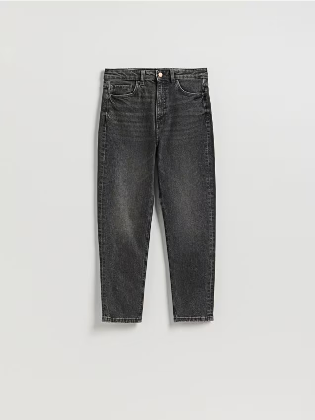 Reserved - Jeansy mom fit slim - szary