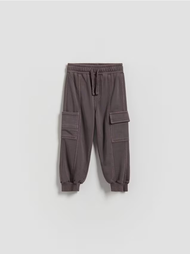 Reserved - Spodnie jogger cargo - ciemnofioletowy
