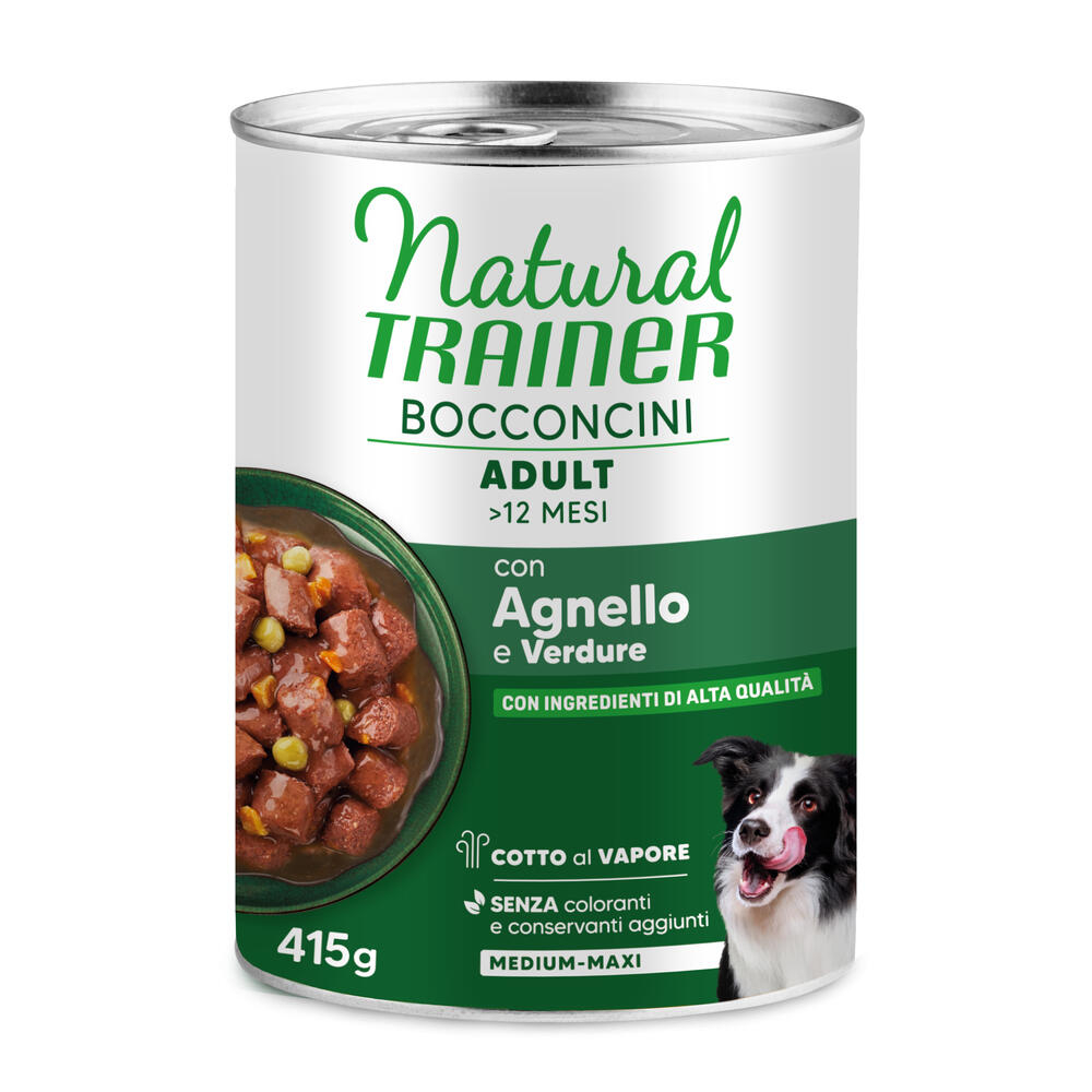 Korzystny pakiet Natural Trainer Bocconcini Adult Medium i Maxi Chunks, 2 x 415 g - Jagnięcina